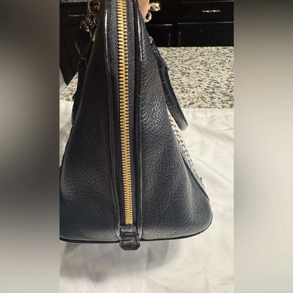 Brahmin Black and Tan Striped Satchel Vivian in Saint Tropez/ Rare - Picture 7 of 14